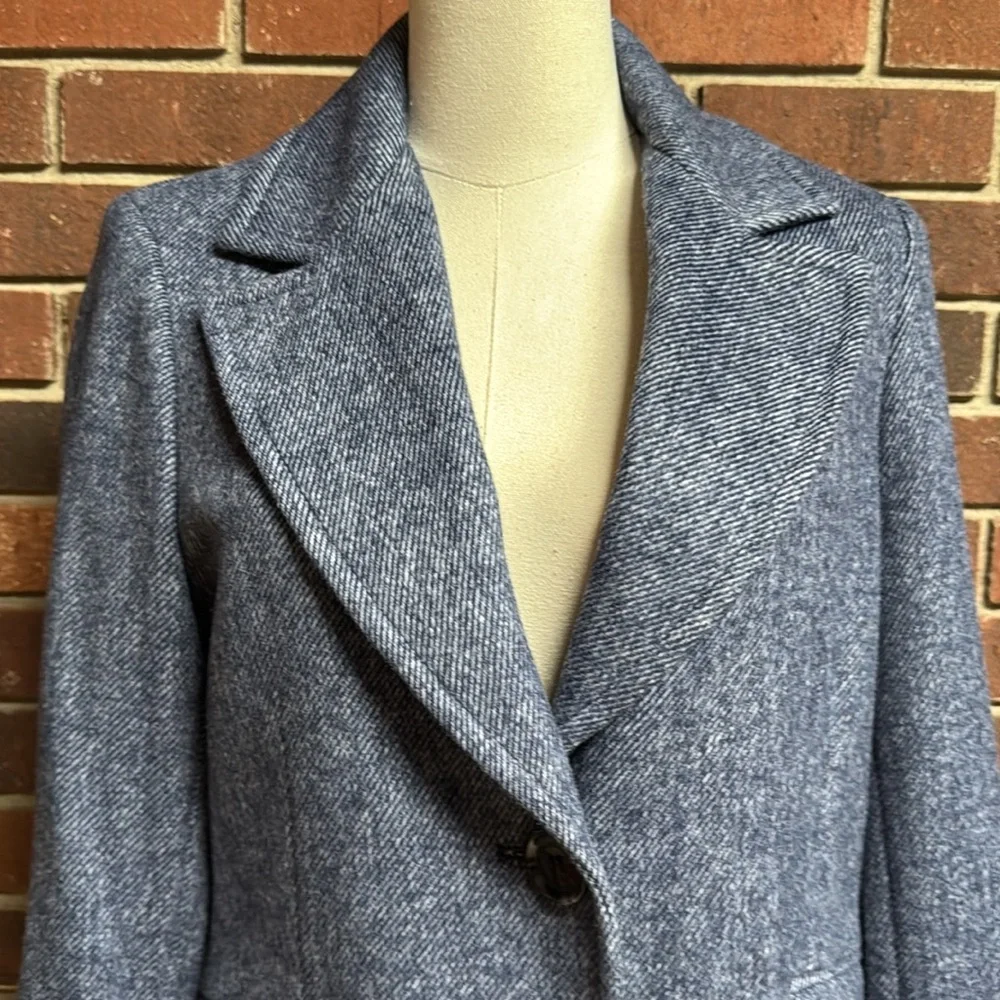 Sam Edelman Mini Herringbone Notch Collar Wool Blend Coat